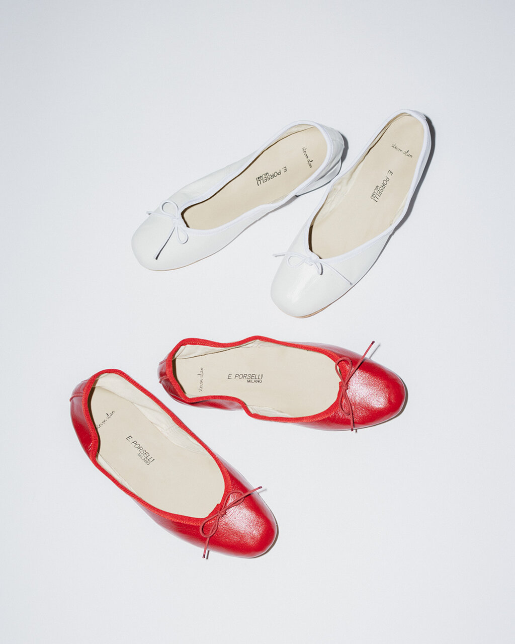 E.PORSELLI レッドバレエシューズ Porselli ポルセリ バレエシューズ レッド ハンドメイド 国内