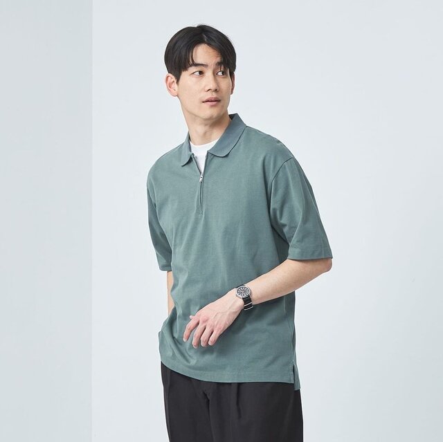 【ユナイテッドアローズ】透かし編み ギマ ハーフジップ ポロシャツ UNITED ARROWS（ユナイテッドアローズ）の「透かし編み ギマ