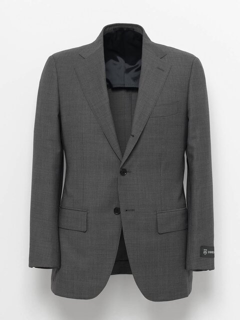 美品 ユナイテッドアローズ 通年素材ポリエステル スーツ サイズS グレー DORMEUIL〉3ボタンジャケット／1プリーツパンツ ミディアムグレー｜UA
