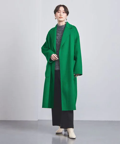 ロングコート×ワイドパンツ