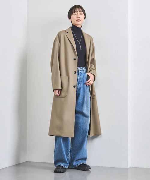 ロングコート×ワイドパンツ