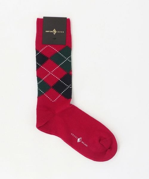 赤のウール混の靴下