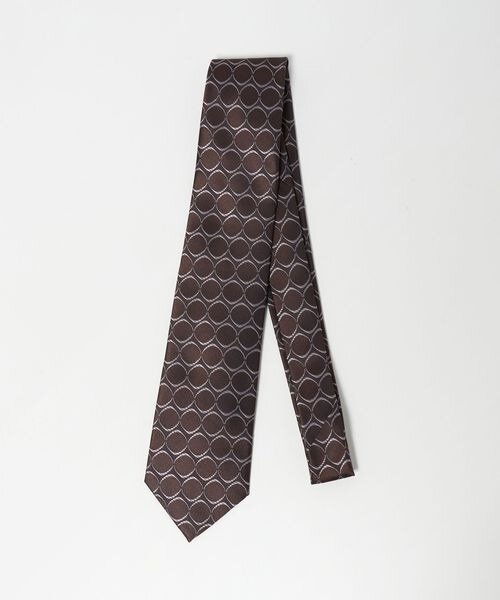 ブラウンのサークルモチーフネクタイ