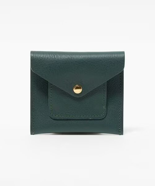 ダークグリーンのスナップ付きミニ財布