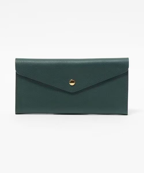 ダークグリーンのスナップ付き長財布