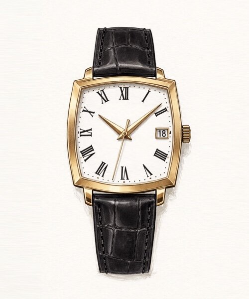 スクエア型でローマ数字のジュエリーウォッチ