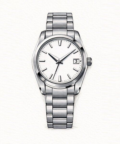 ステンレスベルトのシンプルな時計