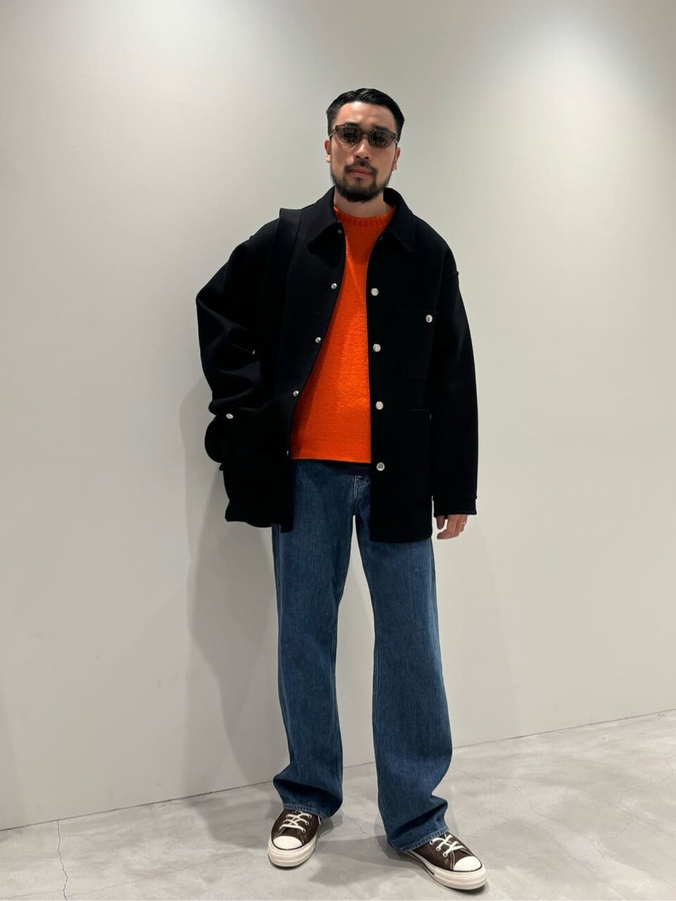 ブルゾンとバギーデニムのメンズコーデ