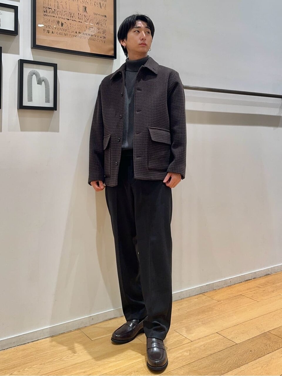 チェックジャケットのコーデ