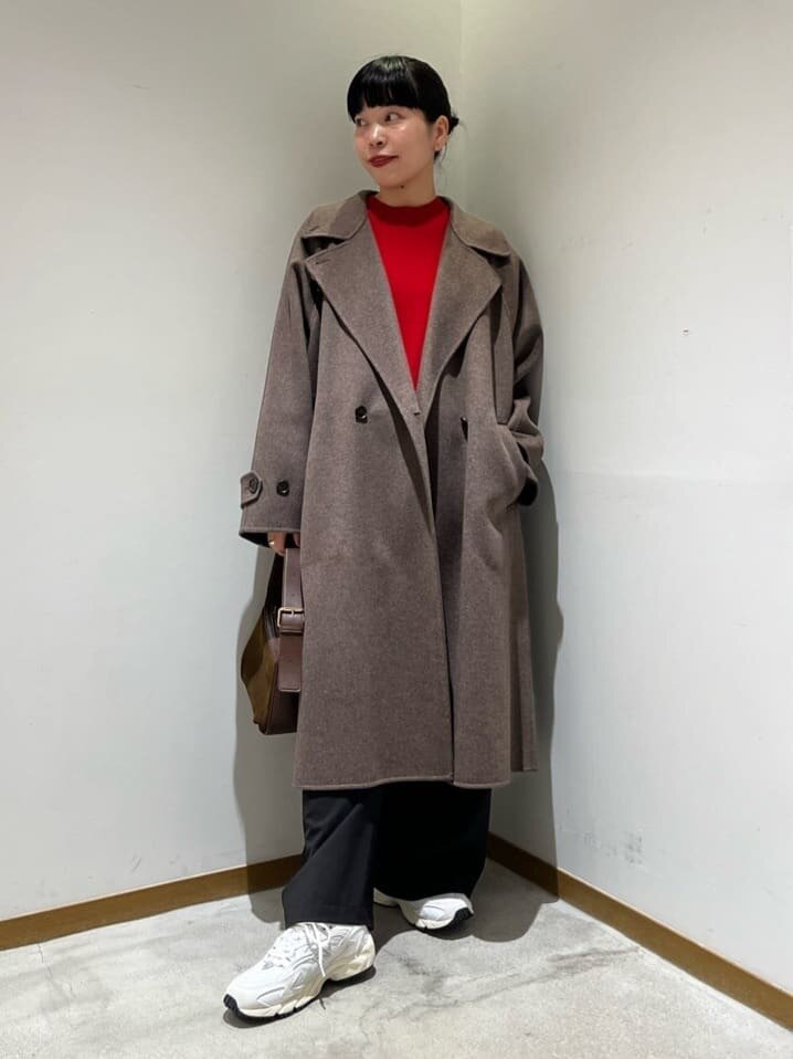 ロングコート×タートルニットコーデ