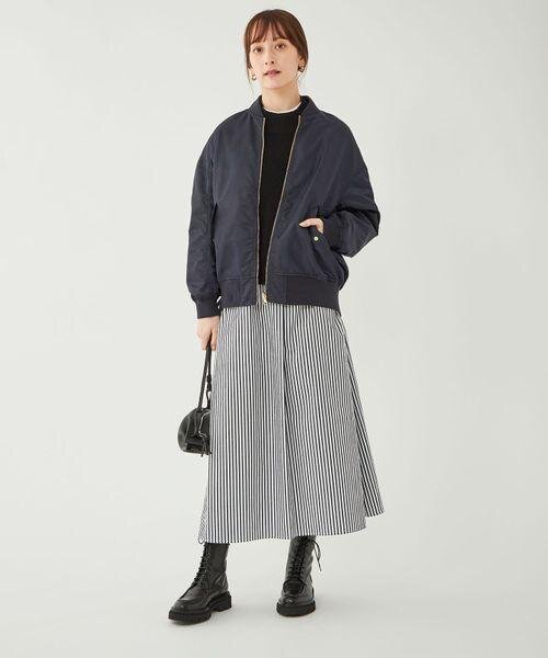 ネイビーのMA-1コーデ