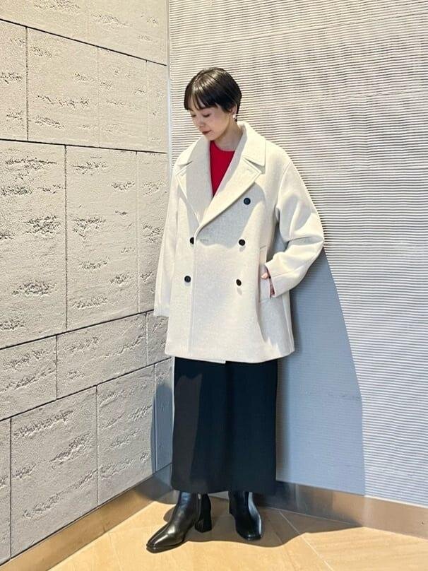 ピーコート×タイトスカートのコーデ