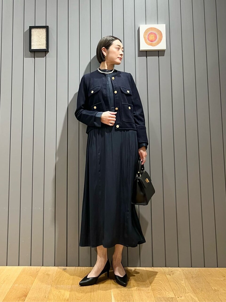 ワンピースとカットソージャケットの卒園式・卒園式コーデ