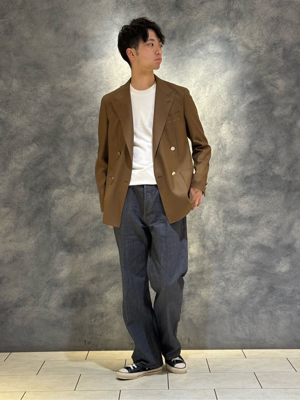 ダブルジャケットとデニムコーデ