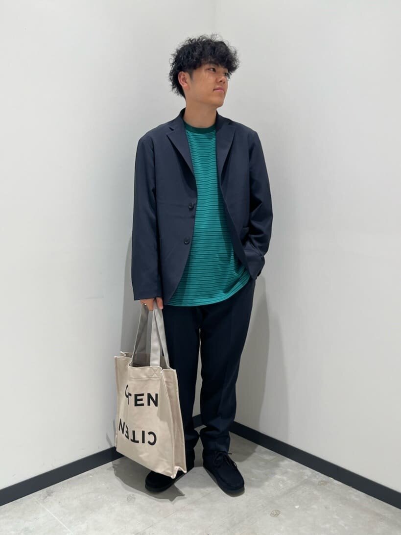 ボーダーTシャツをジャケットでドレスアップコーデ