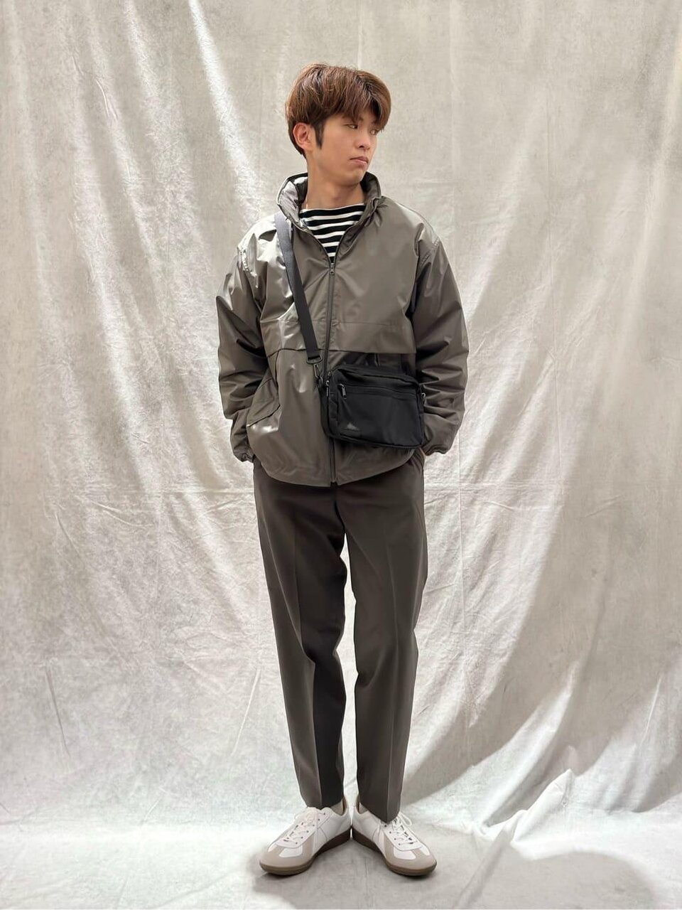 3WAYブルゾン×イージーパンツのコーデ