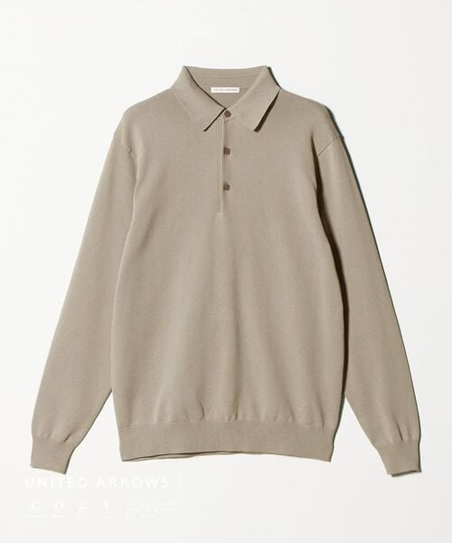 長袖のニットポロシャツ