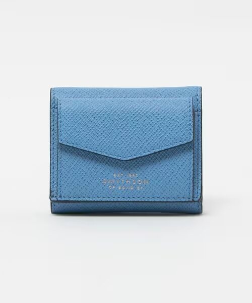 ライトブルーの三つ折りのミニ財布
