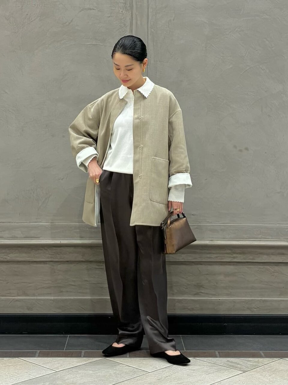 ポロニットを使ったオフィスカジュアルコーデ