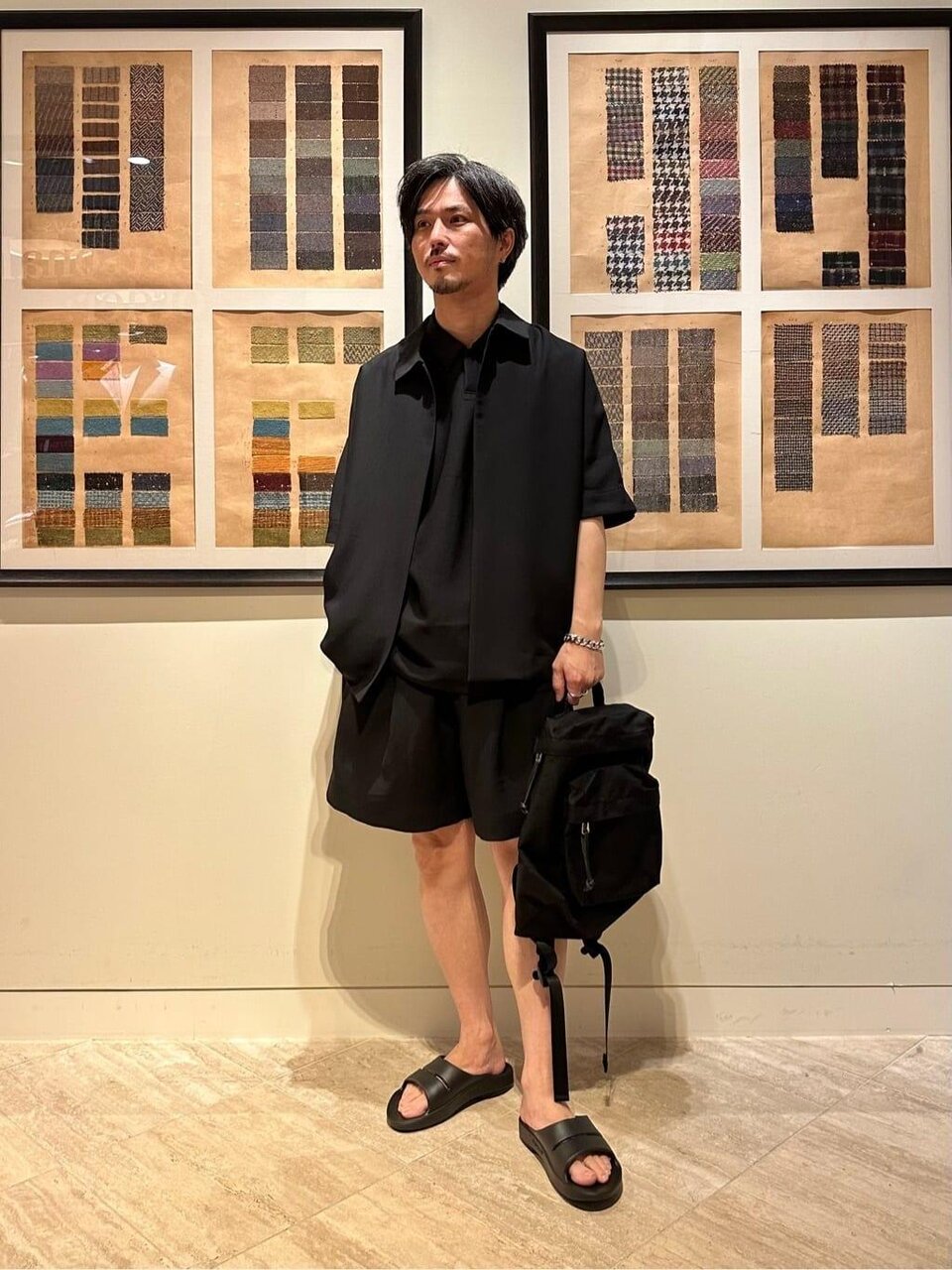 ショートスリーブシャツ×ワイドショーツ