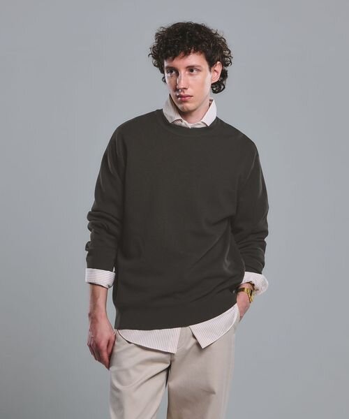 コットン シルク ミラノリブ クルーネック ニット