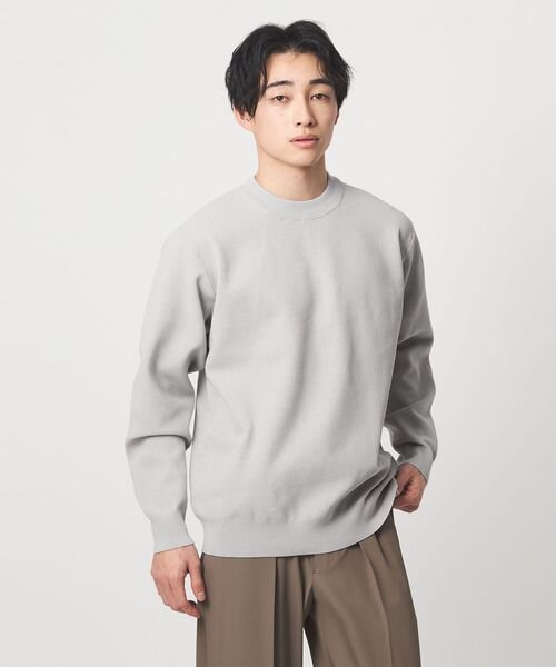 A＋ ポリエステル タック モックネック 長袖 ニット ―ウォッシャブル―