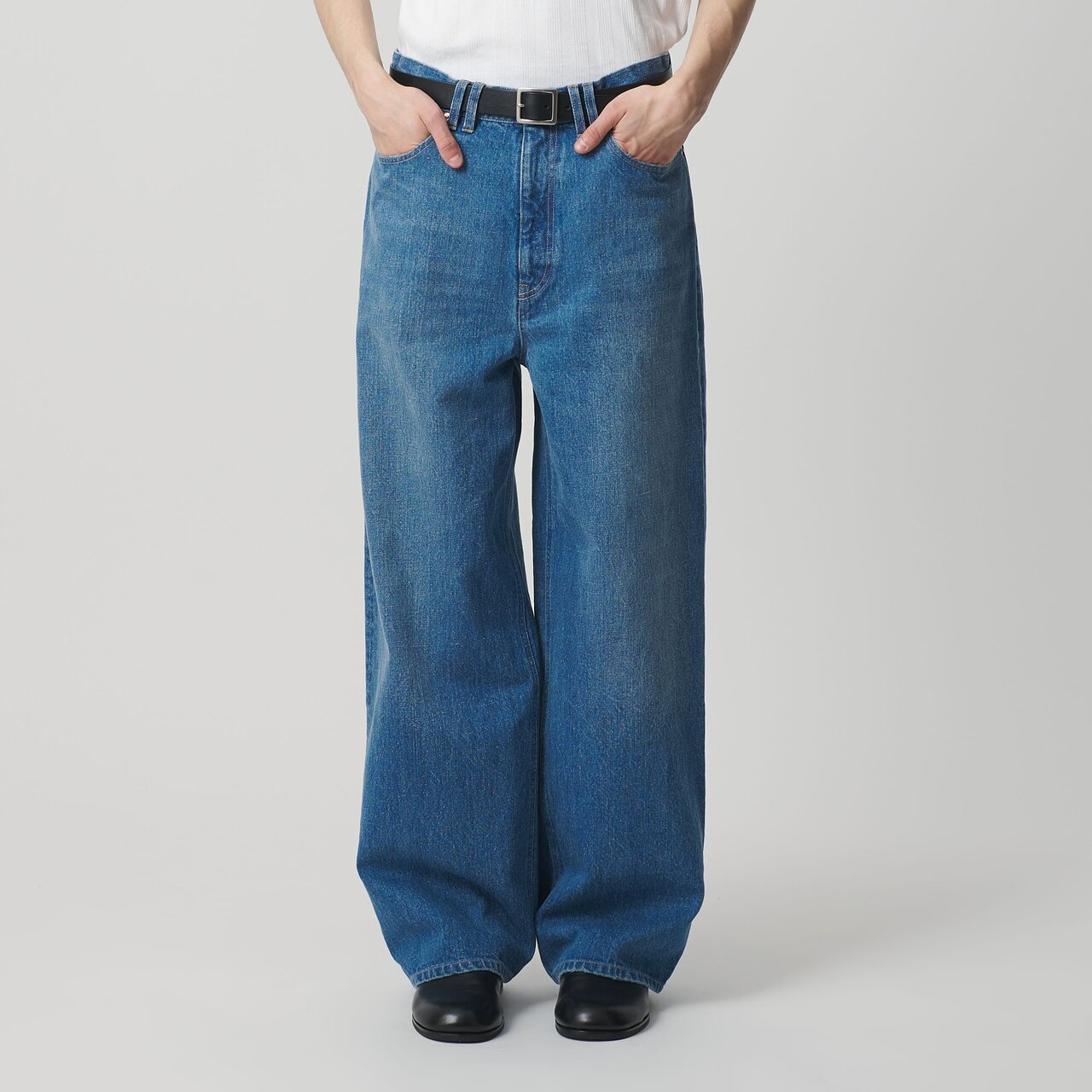 ネップ デニム バギー パンツ