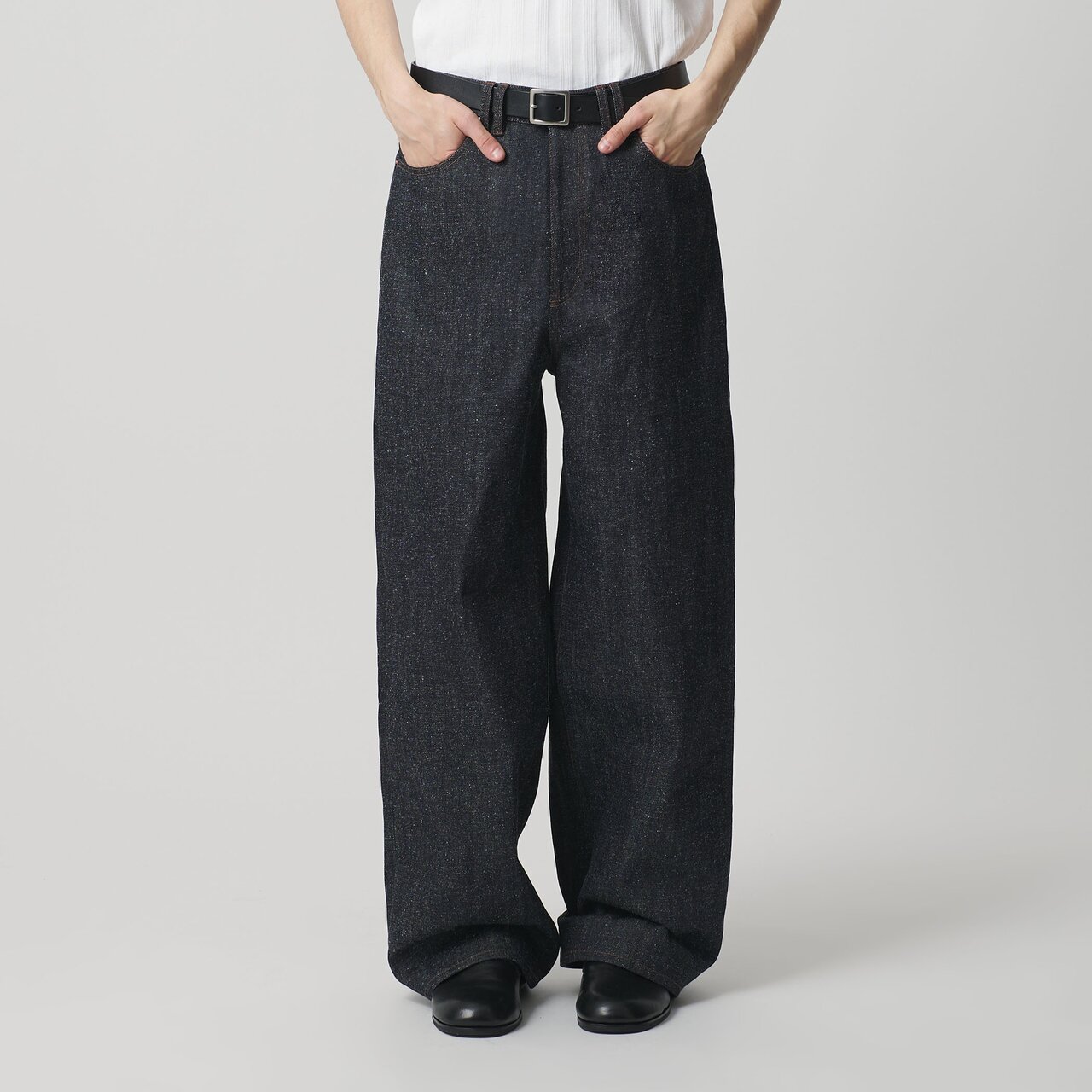 リジッド ネップ デニム バギー パンツ