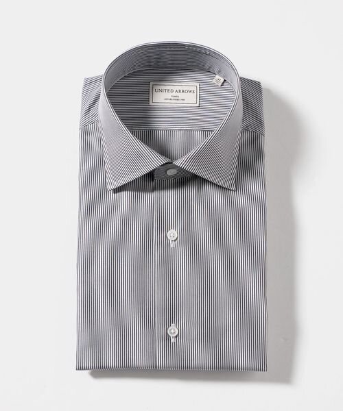 トーマスメイソン ブラック ストライプ セミワイドカラー シャツ