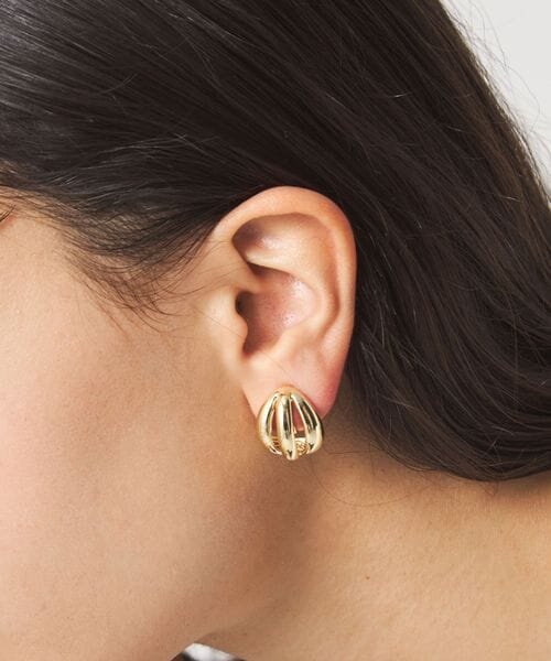 3ライン ハーフボール イヤリング