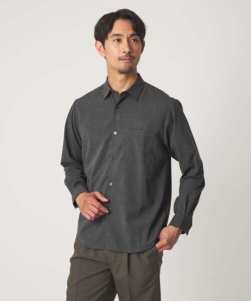 【WEB限定】JUST fit ウールライク シャツ ―横ストレッチ―