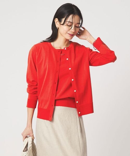 HIYOKE クルーネック ニット カーディガン マシンウォッシャブル 接触冷感 UVカット 遮熱