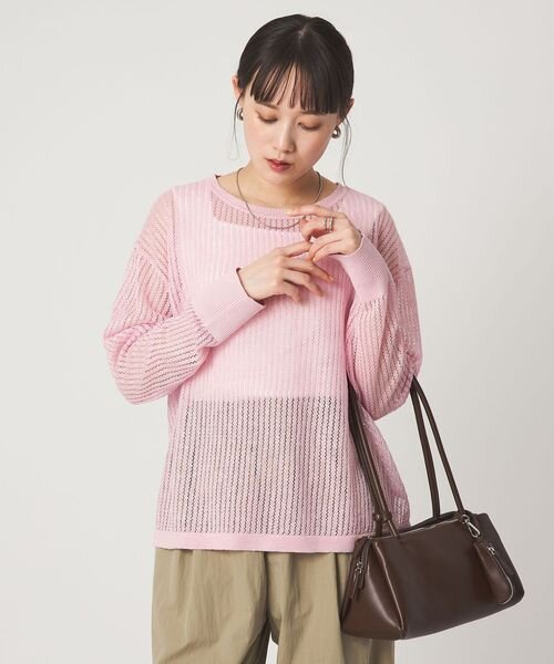 フレンチリネン メッシュ プルオーバー ニット