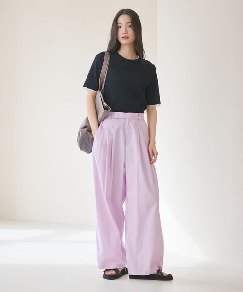 ナイロンコットン ワイドタックパンツ ウォッシャブル