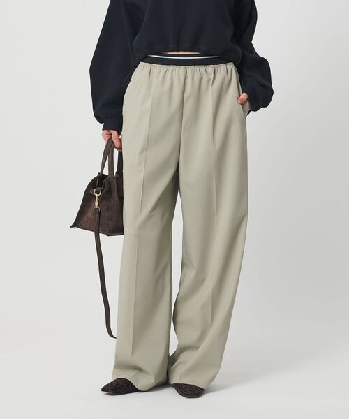 ラインゴム ワイドパンツ ウォッシャブル 防シワ