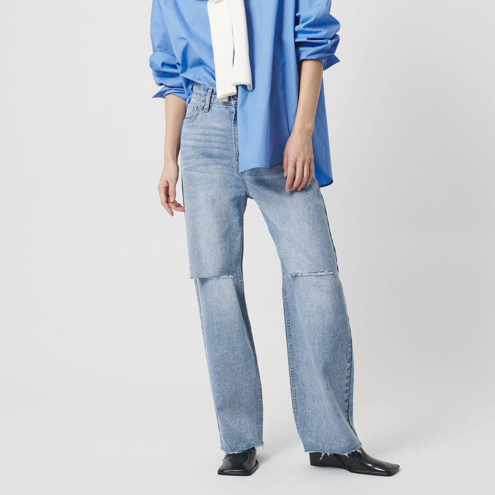 クラッシュデニムパンツ