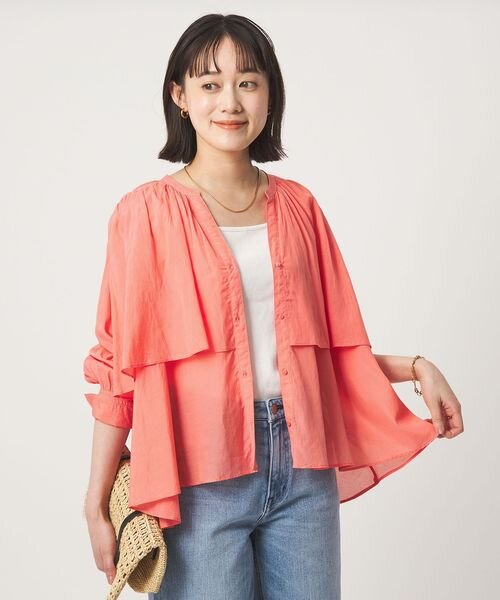 ボイル レイヤー ギャザー ブラウス