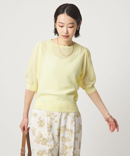 ハニカム タック スリーブ プルオーバー ニット