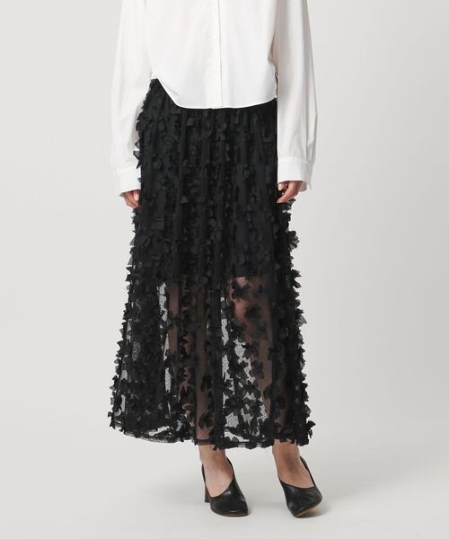 ドットチュールリボンスカート