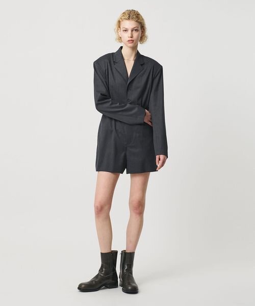 ギャバクロス テーラードカラー オールインワン