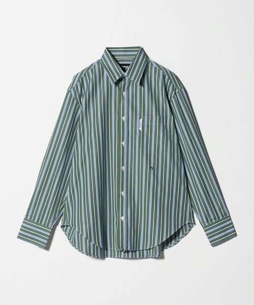 ＜HOMME GIRLS＞OXFORD SHIRT GREEN PORTO STRIPE/シャツ