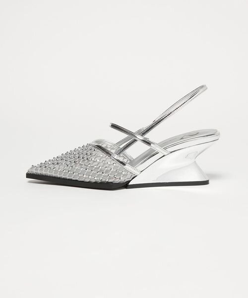 ＜SY＞ ポインテッド ビジュー ウェッジ バックベルト サンダル60↑