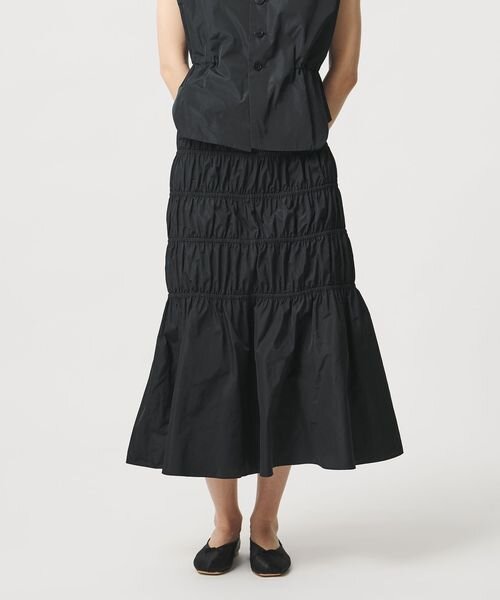＜LOEFF＞グロッシー タフタ ギャザー スカート