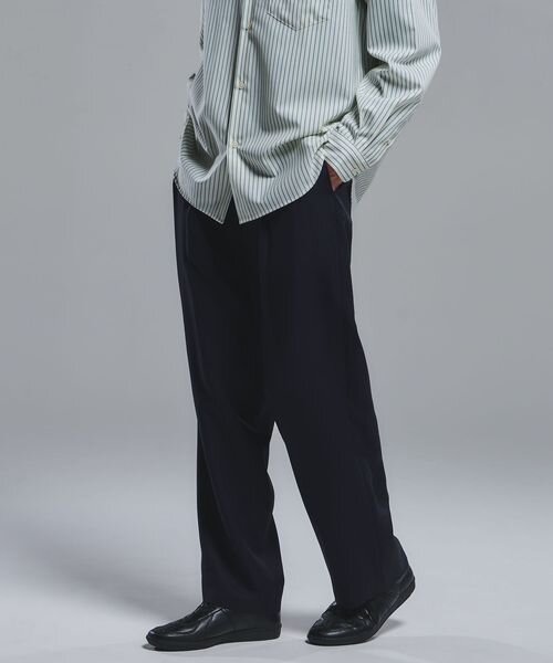 FINE BASIC トリアセテート ウール  2P ワイド スラックス パンツ W4