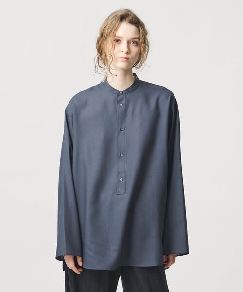 ポリエステルボイル ヘンリーネック シャツ