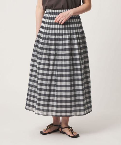 チェック×ストライプ リバーシブルスカート 