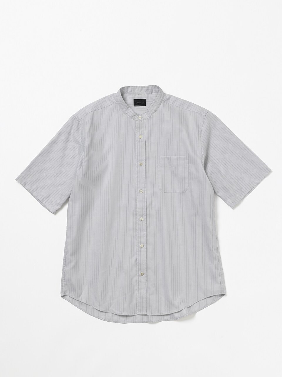 W/R オックスフォード ストライプ バンドカラー 半袖 シャツ