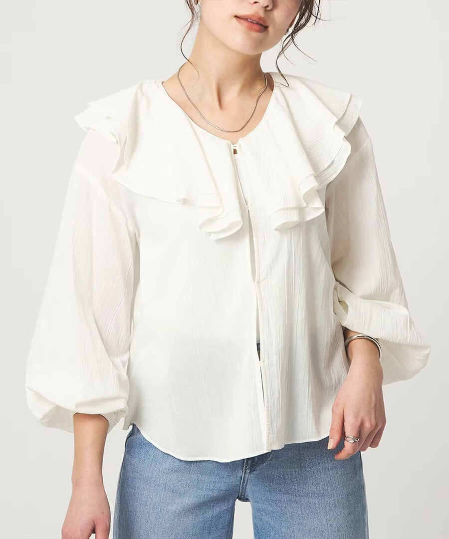 ラッフルカラー ブラウス