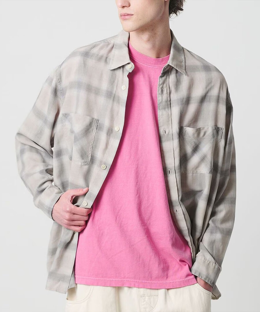 オンブレ チェックシャツ