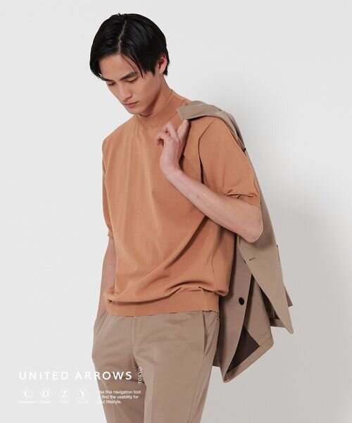 ショートスリーブ モックネックニット UA COZY ーウォッシャブル・抗菌防臭ー